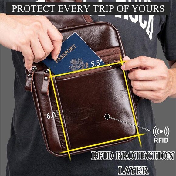 Elegant Buffalo Leather Tactical Sling Bag for Men - Adjustable Comfort & Style - Picture 4 of 8